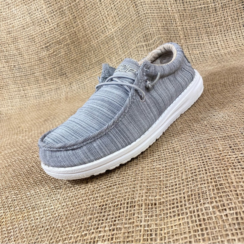 🛑SOLD🛑 Hey Dude Shoe Casual Walley Linen Stone Gray Slip On Size 5 - Picture 2 of 10